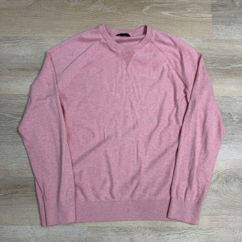 Banana Republic Organic Cotton Crewneck Sweater Mens XL Pink Heather Raglan
